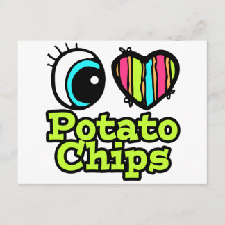 Postal Corazón de ojos brillante me encantan las patatas