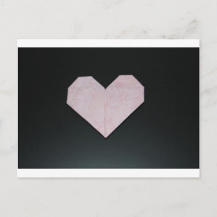 Postal corazón de origami rosa simple