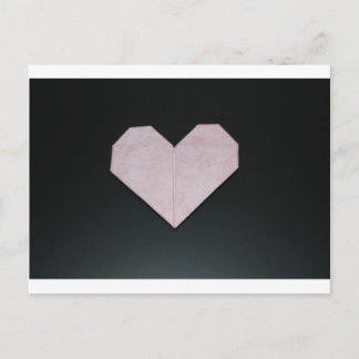 Postal corazón de origami rosa simple