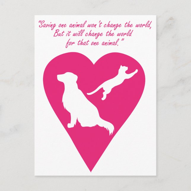 Postal Corazón de perro y gato (Anverso)