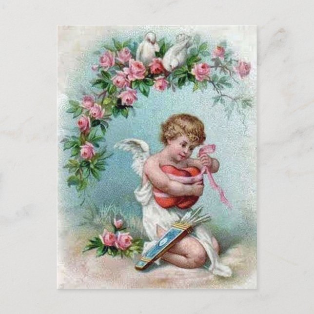 Postal Corazón de retención cupido (Anverso)
