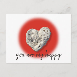 Postal Corazón de Roca de Coral Tú Eres Mi Feliz Guion Mo