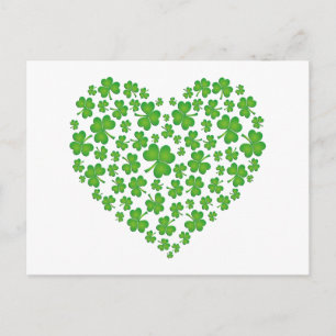 Postal Corazón de Shamrock verde
