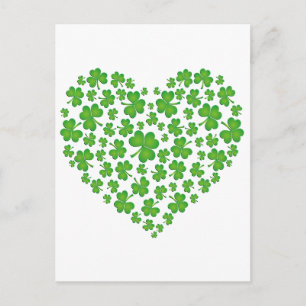 Postal Corazón de Shamrock verde