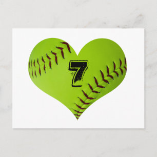 Postal Corazón de softball personalizado