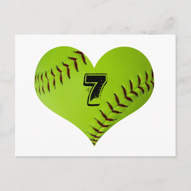 Postal Corazón de softball personalizado (Anverso)
