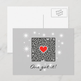 Postal Corazón de soltero encontró camino laberinto