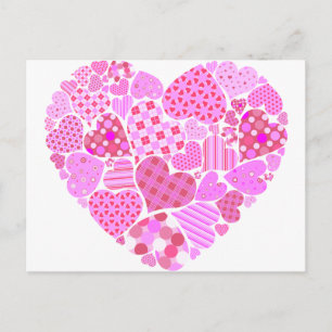 Postal Corazón de trabajo en mosaico rosa