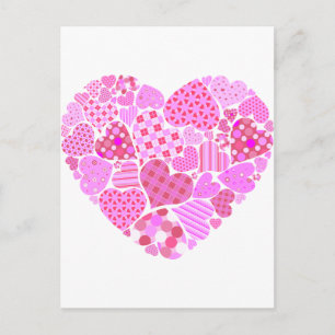 Postal Corazón de trabajo en mosaico rosa