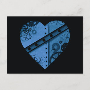 Postal Corazón de vapor azul oscuro romántico