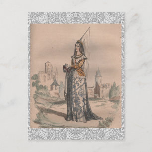 Postal Corazón de vestuario de la moda francesa medieval