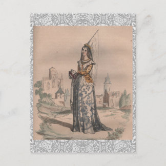 Postal Corazón de vestuario de la moda francesa medieval