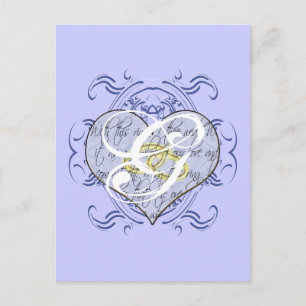 Postal Corazón de Voto Matrimonial Monograma