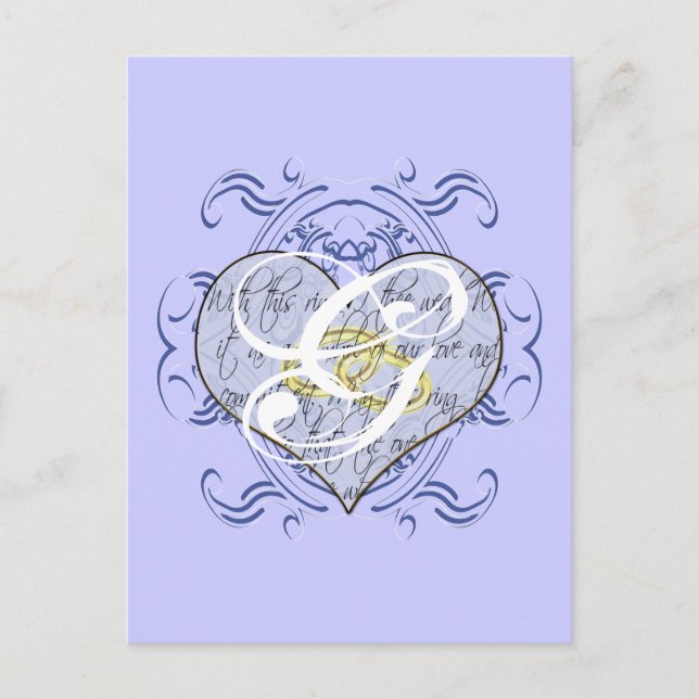 Postal Corazón de Voto Matrimonial Monograma (Anverso)