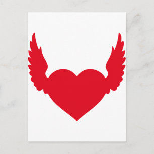 Postal corazón del ala del ángel