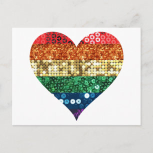 Postal corazón del arco iris de lgbt
