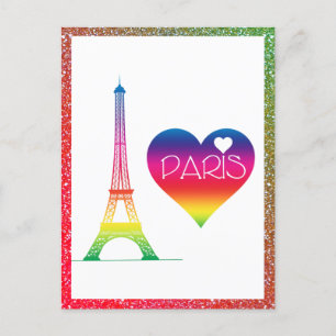 Postal Corazón del arcoiris de París, Torre Eiffel