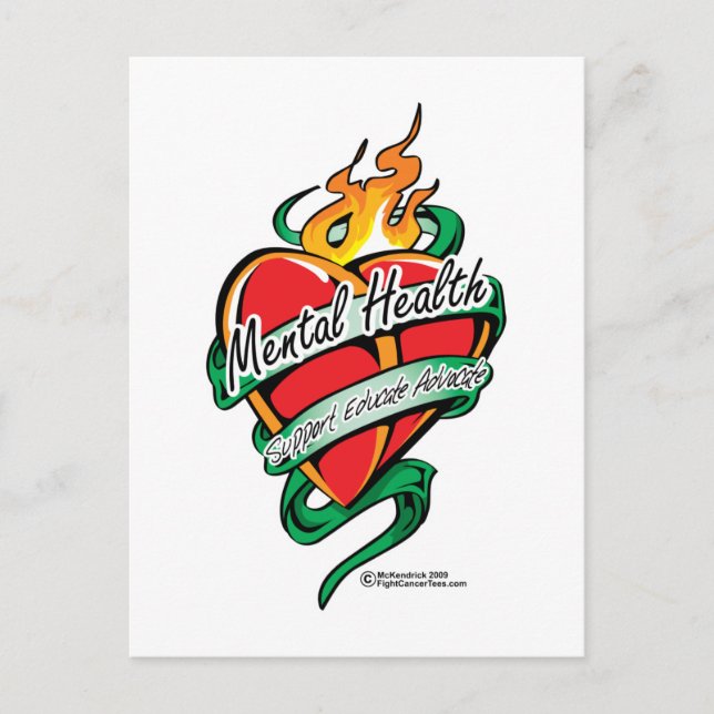 Postal Corazón del tatuaje de la salud mental (Anverso)