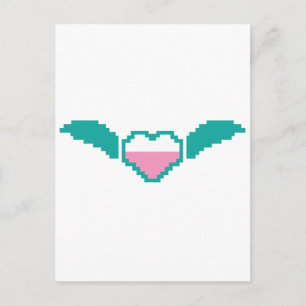 Postal Corazón digital lindo con alas