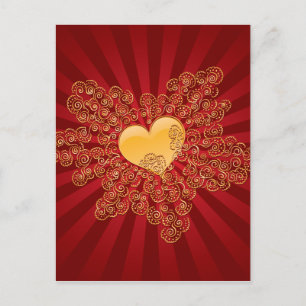 Postal Corazón dorado
