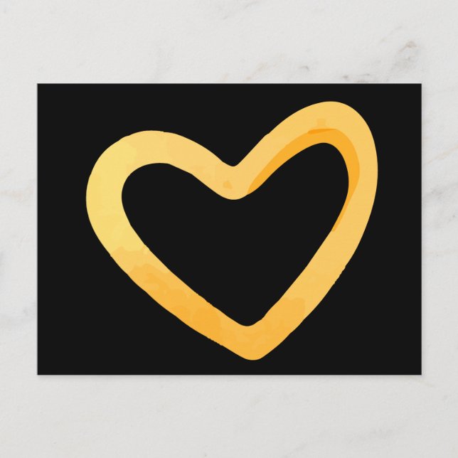 Postal Corazón dorado sobre fondo negro (Anverso)