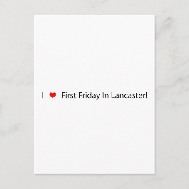 Postal Corazón El Primer Viernes En Lancaster (Anverso)
