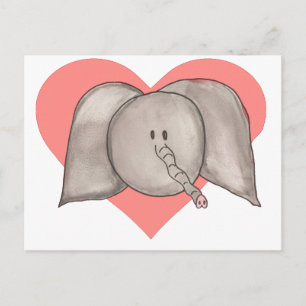 Postal Corazón elefante
