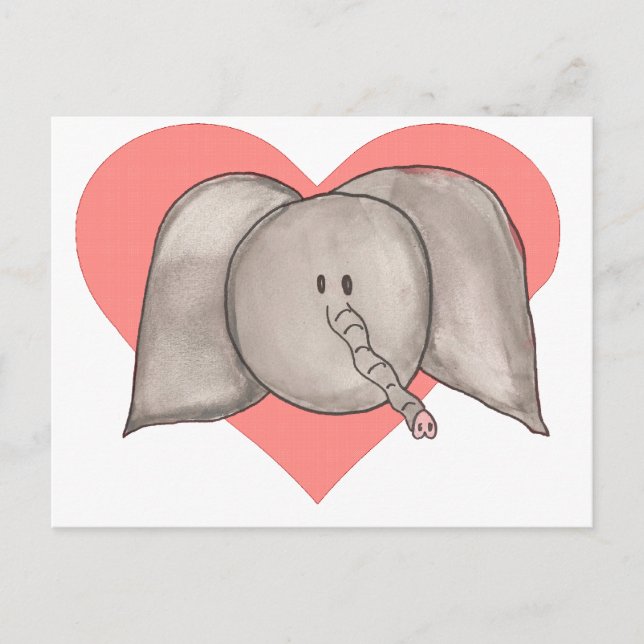 Postal Corazón elefante (Anverso)