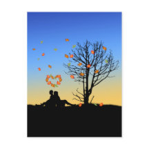 Corazón en forma de otoño deja pareja