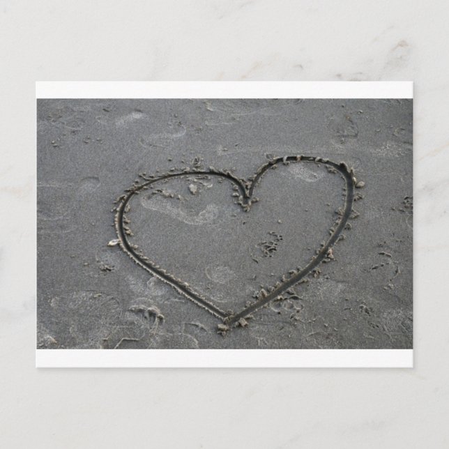 Postal Corazón en la arena (Anverso)