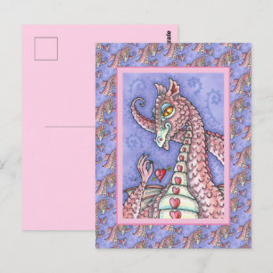 POSTAL CORAZÓN EN UNA CADENA DE DRAGÓN ROSA VALENTINA, FA