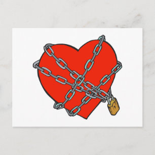 Postal corazón encadenado y cerrado con llave