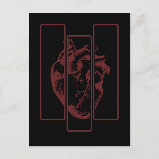 Postal Corazón espeluznante Anatomía Humana Brujería Arte (Anverso)