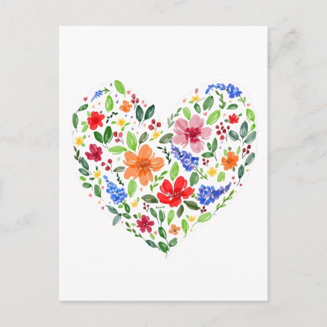 Postal Corazón floral (Anverso)