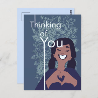 Postal Corazón Floral Lindo Amor Patrón Pensando en Ti