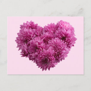 Postal Corazón floral rosa