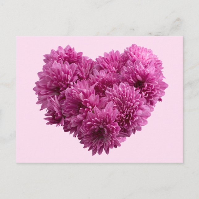 Postal Corazón floral rosa (Anverso)