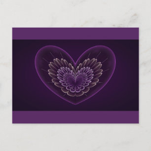 Postal Corazón fractal púrpura