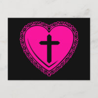 Corazón Gótico + Cruz (Negro + Rosa)