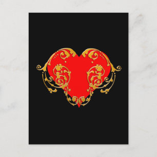 Postal Corazón gótico rojo romántico valentín negrita   