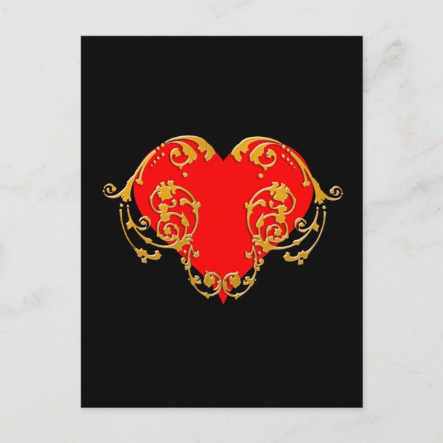 Postal Corazón gótico rojo romántico valentín negrita    (Anverso)