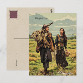 Postal Corazón Hippie Amor Hombre Mujer Vintage Personali