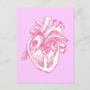 Postal Corazón humano rosado