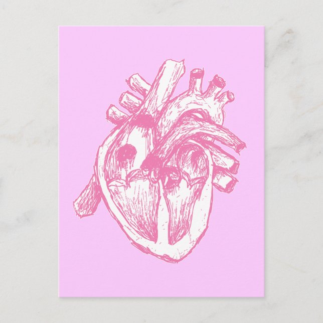 Postal Corazón humano rosado (Anverso)