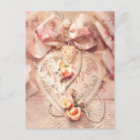 CORAZÓN LACE, ROSAS y PERLAS por SHARON SHARPE