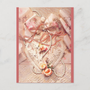 POSTAL CORAZÓN LACE Y PERLAS DE SHARON SHARPE