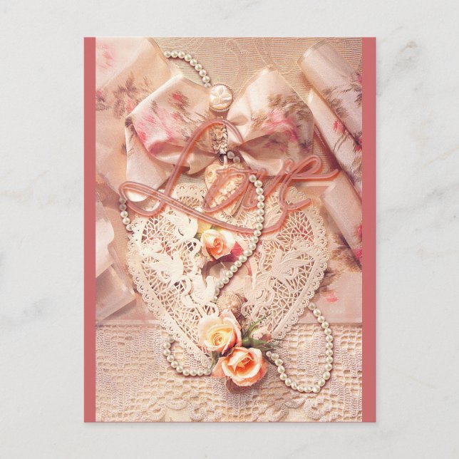 POSTAL CORAZÓN LACE Y PERLAS DE SHARON SHARPE (Anverso)