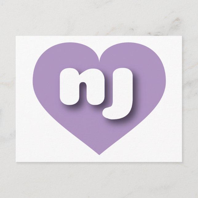 Postal Corazón lavender de Nueva Jersey - Amo Nj (Anverso)