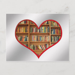 Postal Corazón lleno de libros