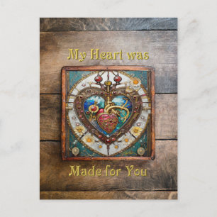 Postal Corazón Mecánico Serie Steampunk Anatómico